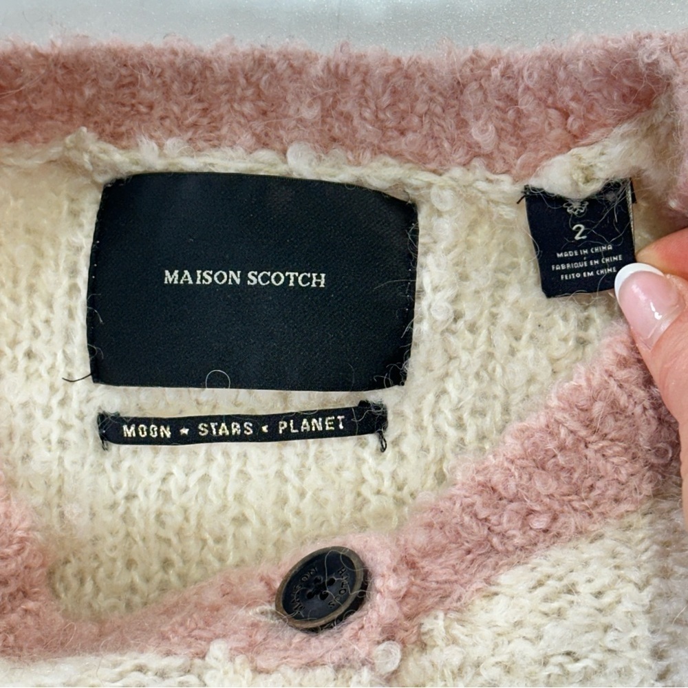 Maison Scotch wool alpaca striped cardigan cozy knit size 2 - Picture 6 of 11